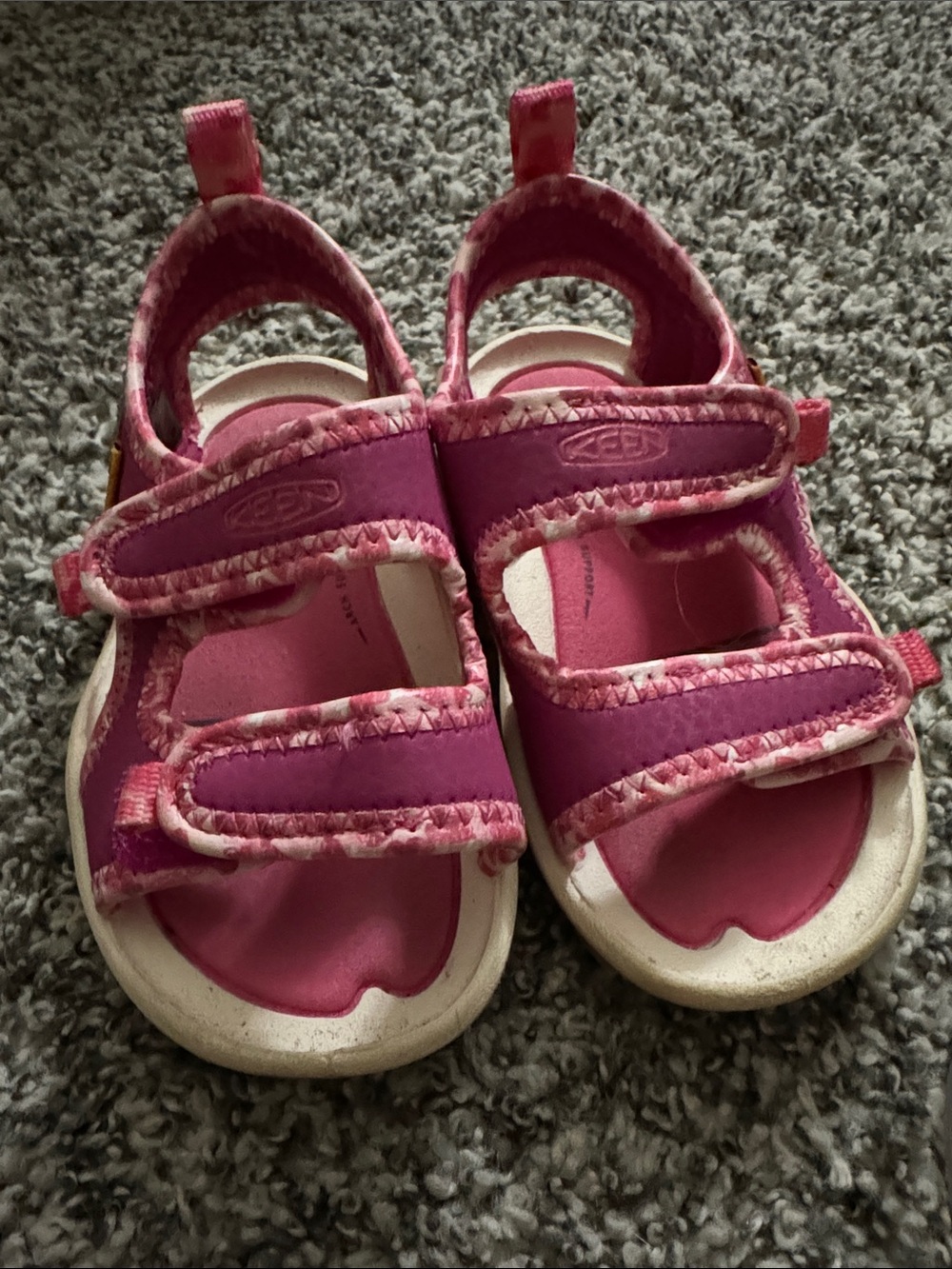 Keen Pink Girls' Adjustable Sport Sandals with White Soles- Never worn outside